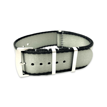 Seatbelt Military Style Strap - Black and Grey Edged